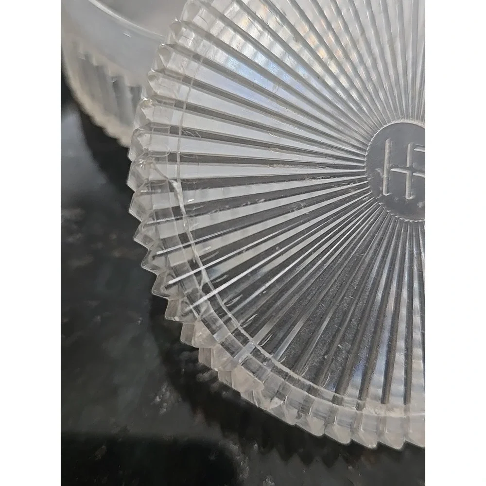 Helena Rubinstein Vintage Clear Ribbed W/ Lid‎ Vanity Powder Box Lucite Set Of 2